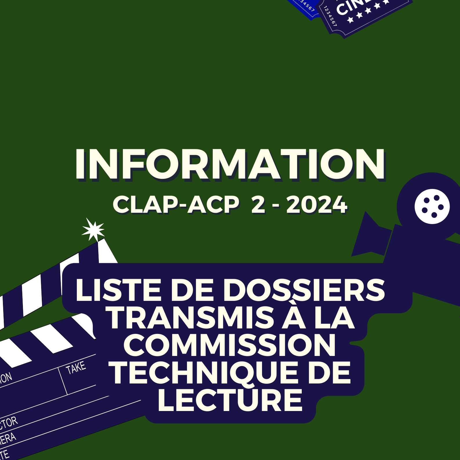 Les dossiers éligibles et transmis à la Commission Technique de Lecture pour la 2ème session du CLAP ACP 2024
