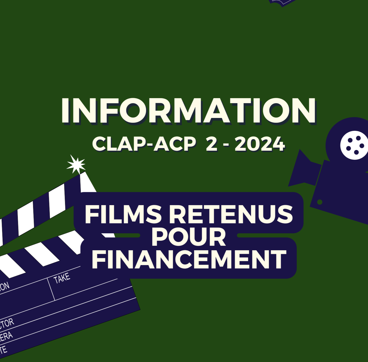 Résultat définitif de la session de juin du Programme CLAP ACP-FONSIC 2 Aide à la Production et Aide à la Finition.